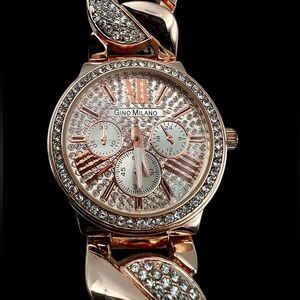 Gino Milano Rose Gold and Rhinestone Water Resistant Quartz Watch Ladies